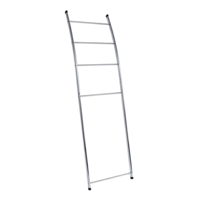 Juvale 59 Inch 4-Rung Wall Leaning Towel Rack, Holder & Stand, Blanket Ladder For Bathroom Decor, Oval Tube Chrome Metal - Image 6