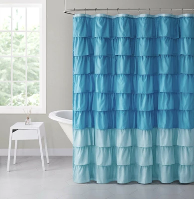 GoodGram Montauk Accents Home Gypsy Ombre Ruffled Fabric Shower Curtain - Standard Length - Image 5