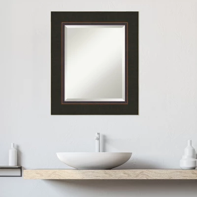 Amanti Art Milano Bronze Beveled Wood Bathroom Wall Mirror - Image 6