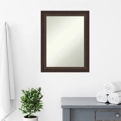 23" X 29" Non-Beveled Lara Wood Bathroom Wall Mirror Bronze - Amanti Art - Image 5