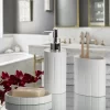 Creative Scents Polar White 3 Pcs Bathroom Set - Features: Soap Dispenser, Toothbrush Holder, And Soap Dish