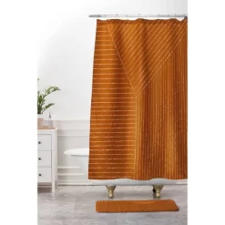 Summer Sun Home Art Lines Memory Foam Bath Mat Orange - Deny Designs