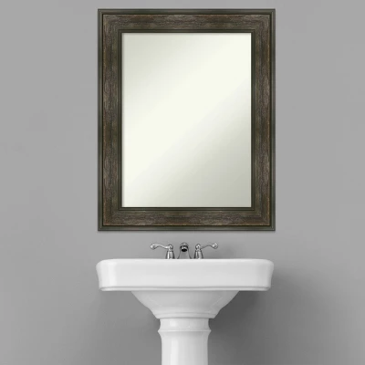 24" X 30" Non-Beveled Rail Rustic Char Bathroom Wall Mirror - Amanti Art - Image 6