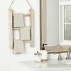 Farmlyn Creek 3-Tier Rustic-Style Hanging Towel Rack, Small Wooden Hanging Ladder Towel Racks For Bathroom With Rope, 10 X 23 In, Whitewashed