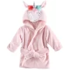 Hudson Baby Infant Girl Plush Animal Bathrobe, Blue Whimsical Unicorn, 0-9 Months