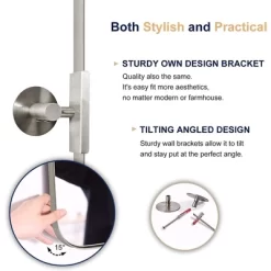 ANDY STAR 34 Inch Tall By 22 Inch Wide Rectangular Tilting Modern Floating Vanity Mirror With Rounded Edges And Adjustable Wall Mounts, Brushed Nickel