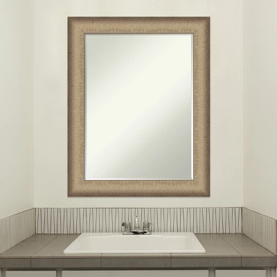 Elegant Brushed Petite Bevel Bathroom Wall Mirror - Image 4