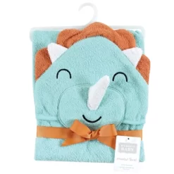 Hudson Baby Infant Boy Cotton Animal Face Hooded Towel, Triceratops, One Size