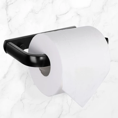 Unique Bargains Bathroom Aluminum Alloy Matte Fixed Toilet Paper Holders Black 1 Pc - Image 2