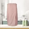Unique Bargains Soft Absorbent Bath Towel Thin Striped Bath Towel For Bathroom With Adjustable Button 27.8" Length 1 Pc