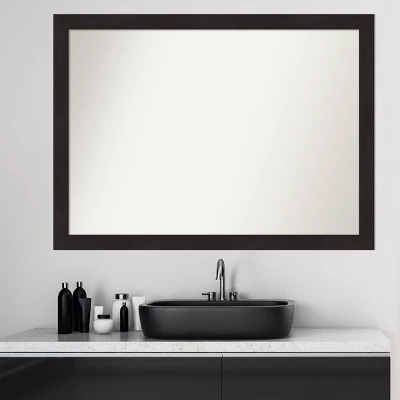 42" X 31" Non-Beveled Furniture Narrow Bathroom Wall Mirror Espresso Brown - Amanti Art - Image 8