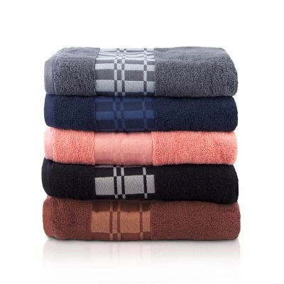 100% Cotton Medium Weight Geometric Border 4 Piece Bath Towel Set By Blue Nile Mills - Image 5
