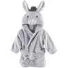 Hudson Baby Infant Plush Animal Face Bathrobe, Donkey, 0-9 Months