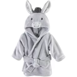 Hudson Baby Infant Plush Animal Face Bathrobe, Donkey, 0-9 Months