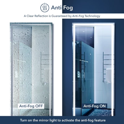 Soraya 65" X 22" Full-length Frameless Anti-Fog Plug-in/Hardwire Aluminum Front-lit Tri-color LED Freestand/Hang Mirror W/ Touch Control - JONATHAN Y - Image 5