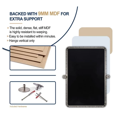 ANDY STAR 34 Inch Tall By 22 Inch Wide Rectangular Tilting Modern Floating Vanity Mirror With Rounded Edges And Adjustable Wall Mounts, Brushed Nickel - Image 4