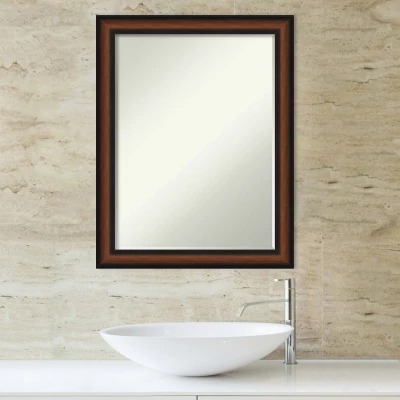 Amanti Art Yale Walnut Petite Bevel Bathroom Wall Mirror 27.5 X 21.5 In. - Image 7