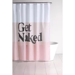 "Shiraleah Pink Stripe "Get Naked" Shower Curtain