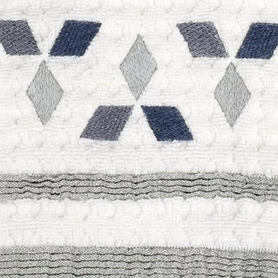 Cubes Stylish Embroidered Diamond Patterned Terry Hand Towel 26in X 16in By SKL Home - Image 2
