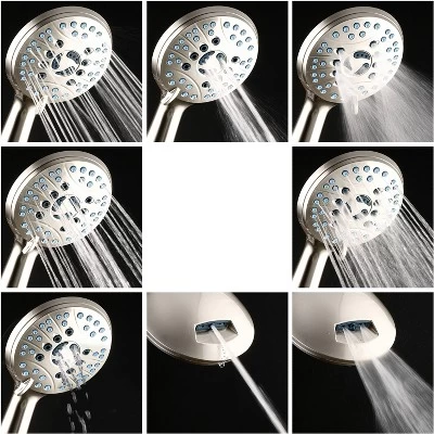 High Pressure 50 Mode Rain And Handheld Three Way Shower Head Combo Nickel - Aquabar - Image 6