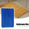 Unique Bargains Solid Color Pattern Bathroom Rugs Polyester Bath Mat Machine Washable Dark Blue 60x40cm