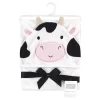 Hudson Baby Infant Unisex Cotton Animal Face Hooded Towel, Cow, One Size