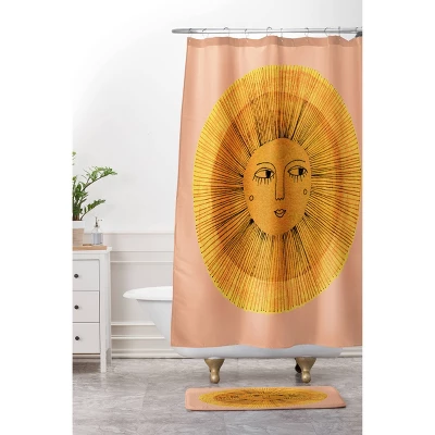 Sewzinski Sun Drawing Shower Curtain Gold/Pink - Deny Designs - Image 2