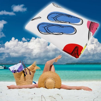 Unique Bargains Soft Absorbent Beach Towel Wine Glass Pattern Classic Design Colorful 59"x30" For Beach 1 Pcs - Image 5