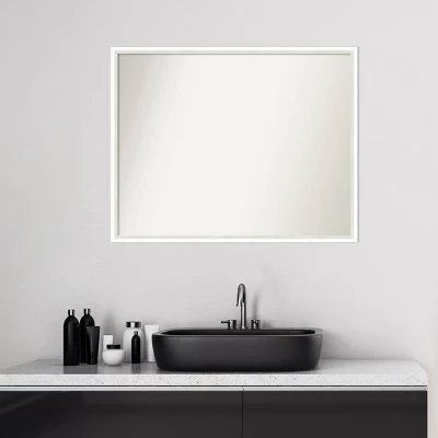 29" X 23" Non-Beveled Lucie Wood Bathroom Wall Mirror White - Amanti Art - Image 6