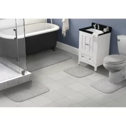 5pc Shaggy Nylon Washable Bathroom Rug Set Platinum Gray - Garland Rug