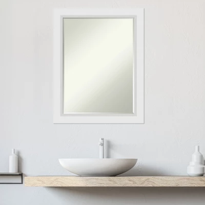Amanti Art Blanco White Petite Bevel Wood Bathroom Wall Mirror 28 X 22 In. - Image 8