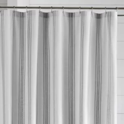 Farmhouse Living Homestead Stripe Fabric Bathroom Shower Curtain - 72" X 72" - Elrene Home Fashions