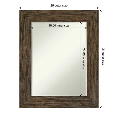 Amanti Art Fencepost Petite Bevel Wood Bathroom Wall Mirror - Image 3