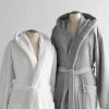 Turkish Terry Hood Bath Robe Steel - Cassadecor