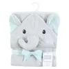 Hudson Baby Unisex Baby Cotton Animal Face Hooded Towel, Dreamy Elephant, One Size