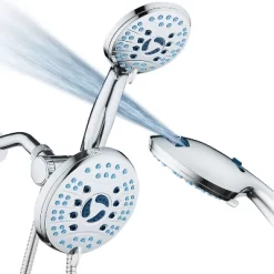High Pressure 50 Mode Rain And Handheld Three Way Shower Head Combo Chrome - Aquabar