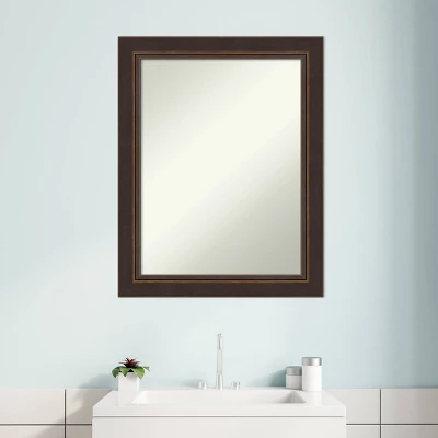 23" X 29" Non-Beveled Lara Wood Bathroom Wall Mirror Bronze - Amanti Art - Image 7