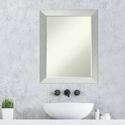 Amanti Art Brushed Sterling Silver Petite Bevel Wood Bathroom Wall Mirror 28 X 22 In. - Image 6