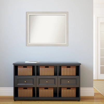 33" X 27" Non-Beveled Trio White Wash Silver Bathroom Wall Mirror - Amanti Art - Image 4