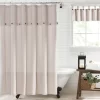 Tucker Ticking Stripe Button Fabric Shower Curtain - 72" X 72" - Elrene Home Fashions