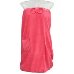 Unique Bargains Shower Wrap Towel For Women Adjustable Closure Bath Wrap With Pocket 1 Pc