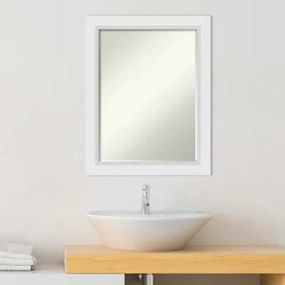 Amanti Art Blanco White Petite Bevel Wood Bathroom Wall Mirror 28 X 22 In. - Image 4