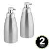 MDesign Aluminum Foaming Soap Dispenser Pump Bottle, 2 Pack - Brushed/Silver