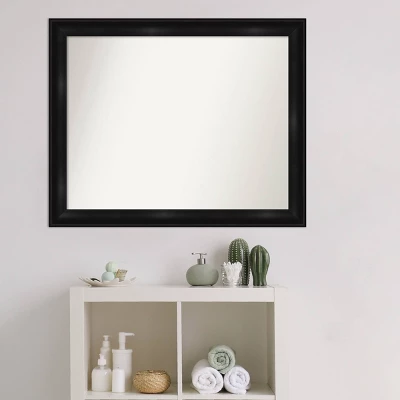 32" X 26" Non-Beveled Grand Narrow Bathroom Wall Mirror Black - Amanti Art - Image 6