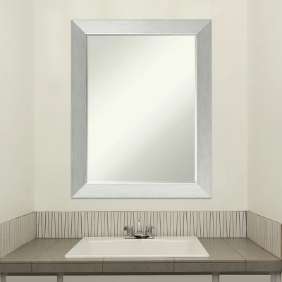 Amanti Art Brushed Sterling Silver Petite Bevel Wood Bathroom Wall Mirror 28 X 22 In. - Image 4