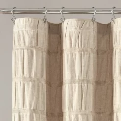 Waffle Striped Woven Cotton Shower Curtain - Lush Décor