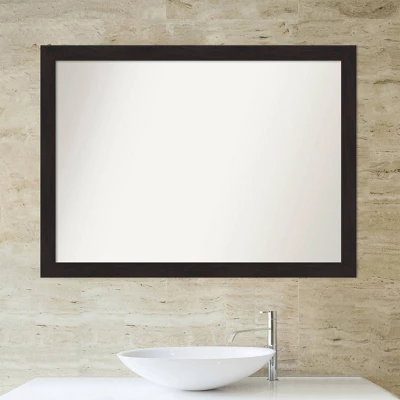 42" X 31" Non-Beveled Furniture Narrow Bathroom Wall Mirror Espresso Brown - Amanti Art - Image 5