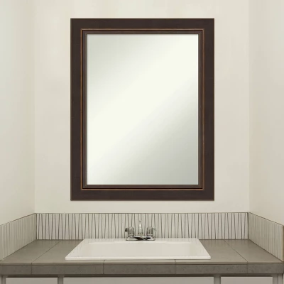 23" X 29" Non-Beveled Lara Wood Bathroom Wall Mirror Bronze - Amanti Art - Image 8
