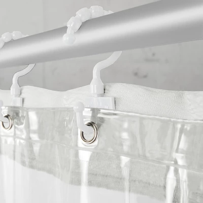 Smart Shower Curtains Hendrix View Fabric With Attached Hooks White - Zenna Home - Image 2