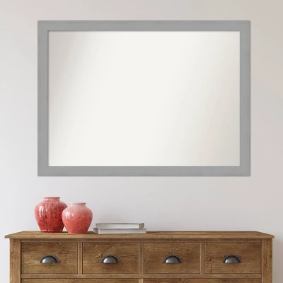 42" X 31" Non-Beveled Bathroom Wall Mirror Brushed Nickel - Amanti Art - Image 6